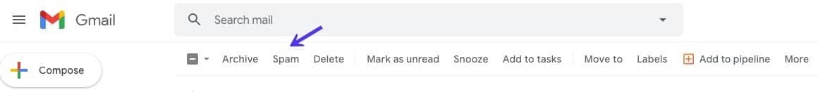 转到Gmail中的“垃圾邮件”文件夹